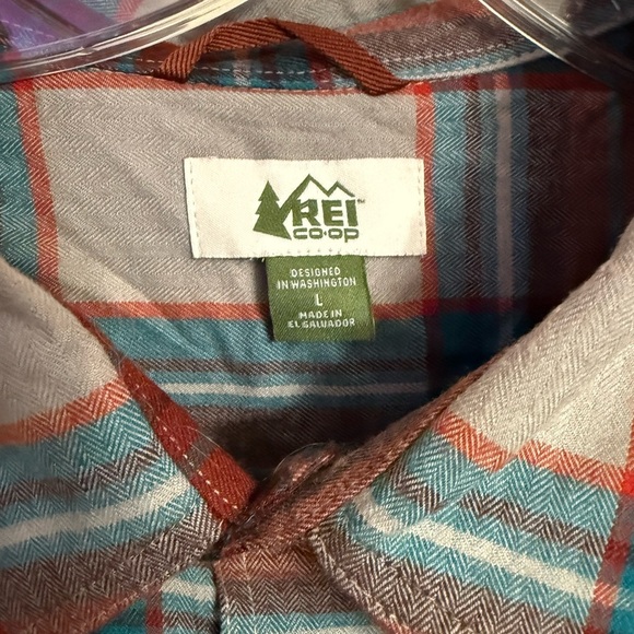 REI Co-op Large Flannel Shirt Mens Red Plaid Long Sleeve Wool Polyester Large L - Picture 2 of 4